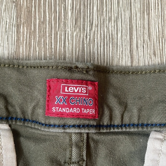 Levis XX Chino Pants Mens 33 x 32 Green Double Stitch Mid Rise standard taper - Picture 5 of 9